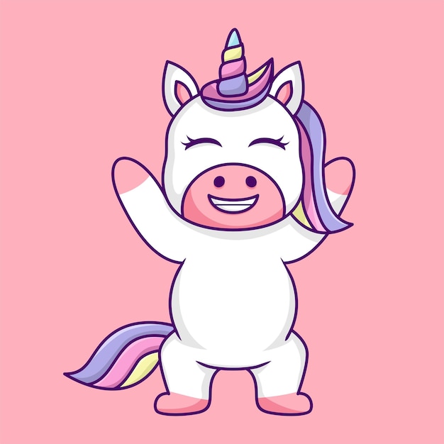 Linda ilustración de unicornio, linda y divertida