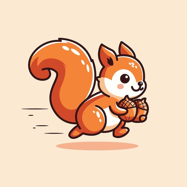 una linda ilustración vectorial de una ardilla corriendo