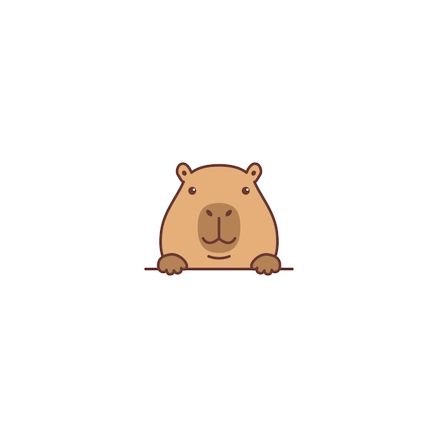 Una linda ilustración vectorial de dibujos animados de capibara asomando