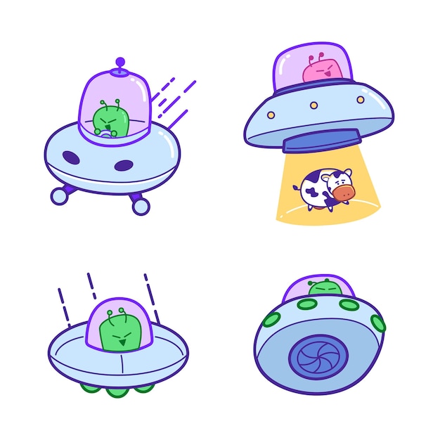 Una linda ilustración vectorial de dibujos de ovnis