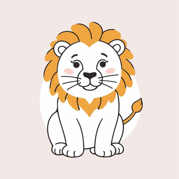 Linda ilustración vectorial de un león para libros infantiles