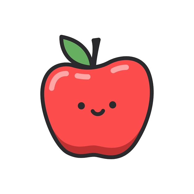 Linda ilustración vectorial de manzana en estilo plano aislada sobre fondo blanco