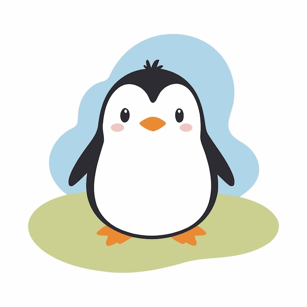 Una linda ilustración vectorial de un pingüino para niños pequeños