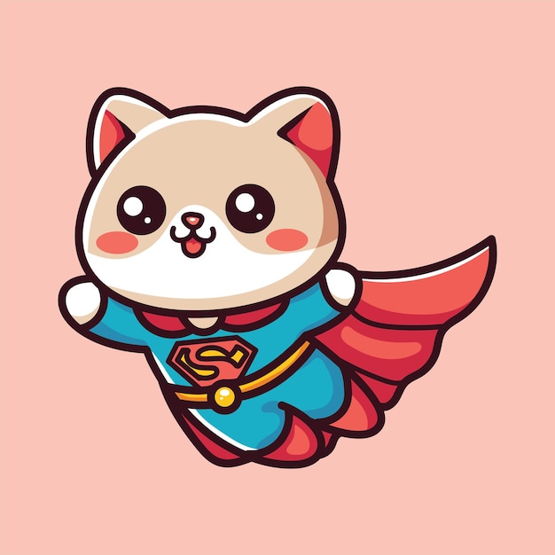 Una linda ilustración vectorial de un supergato volador