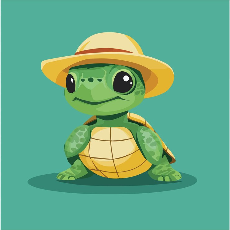 Vector una linda ilustración vectorial de una tortuga vectorial alegre