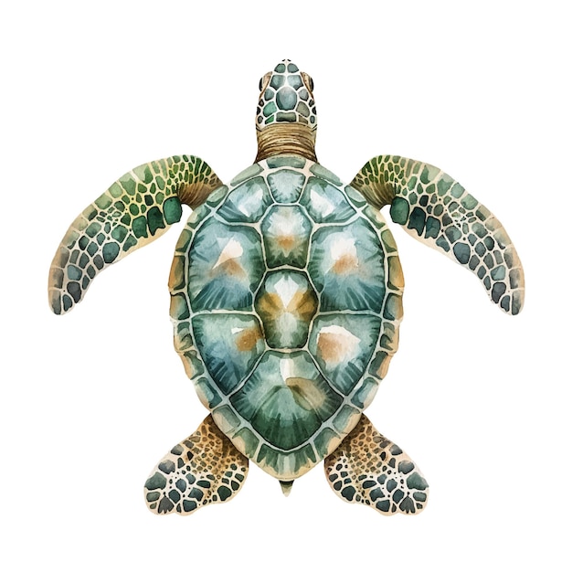 Vector una linda ilustración vectorial de tortugas marinas en estilo acuarela