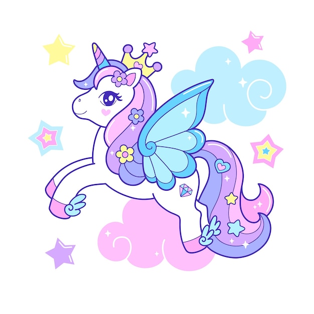 linda ilustración vectorial de unicornio mágico.