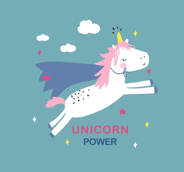 Una linda ilustración vectorial de unicornio