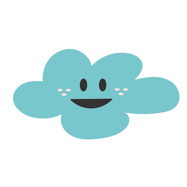 Linda impresión dibujada a mano con feliz nube sonriente simple ilustración vectorial