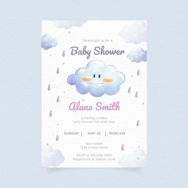 Vector linda invitación para baby shower de chuva de amor