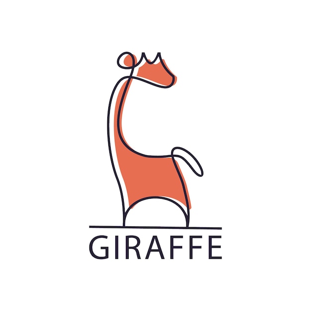 Vector linda jirafa colorida línea arte estilo icono logotipo diseño