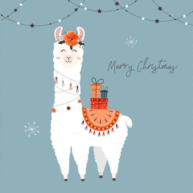 Linda llama de Navidad.
