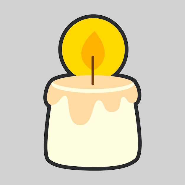 linda luz de vela con diseño vectorial plano de contorno