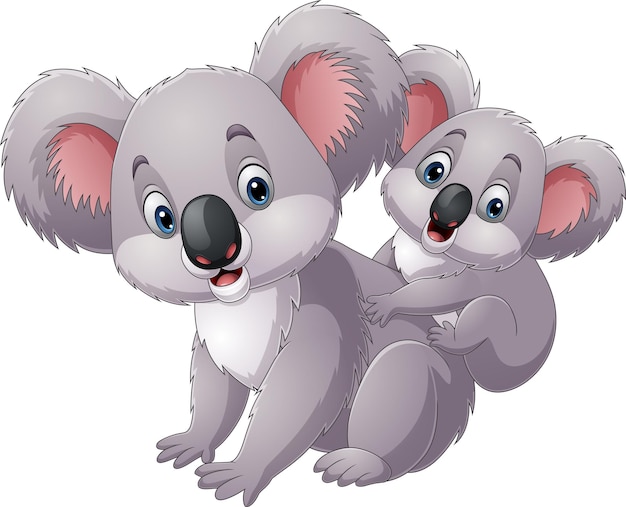 Vector la linda madre koala con su bebé