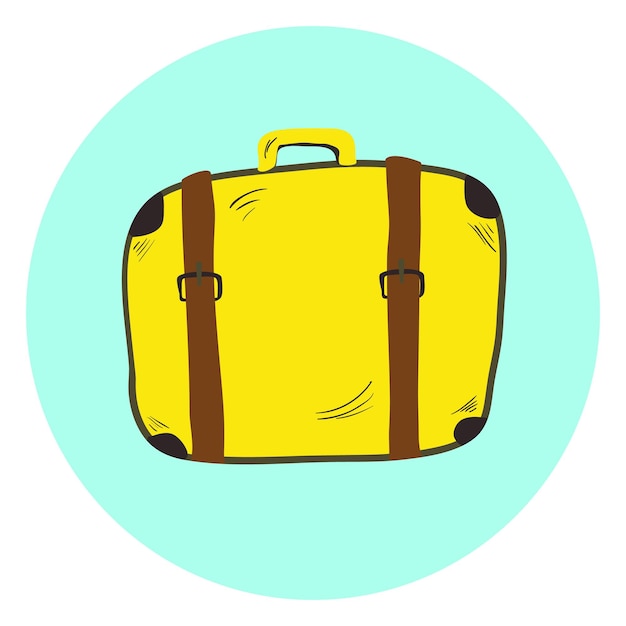 Linda maleta de viaje amarilla dibujada a mano