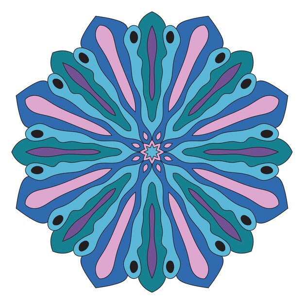 Linda mandala. Flor de garabato redonda ornamental aislada sobre fondo blanco. Decoración geométrica