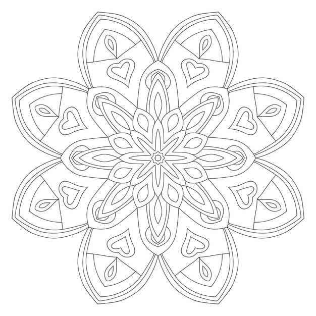 Linda mandala. Flor de garabato redonda ornamental aislada sobre fondo blanco. Decoración geométrica
