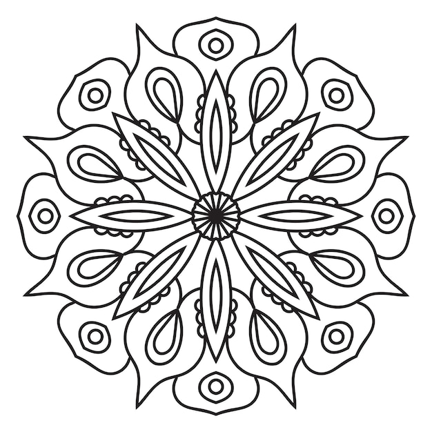 Linda mandala. Flor de garabato redonda ornamental aislada sobre fondo blanco. decorativo geométrico