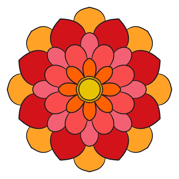 Linda mandala. Flor de garabato redonda ornamental aislada sobre fondo blanco. decorativo geométrico