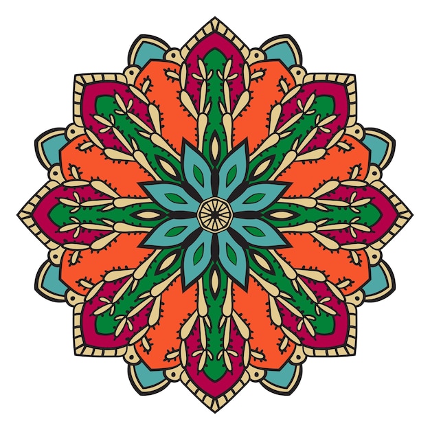 Linda mandala. Flor de garabato redonda ornamental aislada sobre fondo blanco. decorativo geométrico