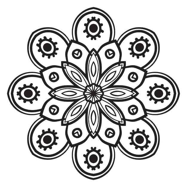 Linda mandala. Flor de garabato redonda ornamental aislada sobre fondo blanco.