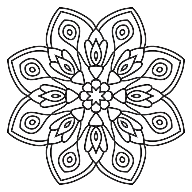 Linda mandala. Flor de garabato redonda ornamental aislada sobre fondo blanco.