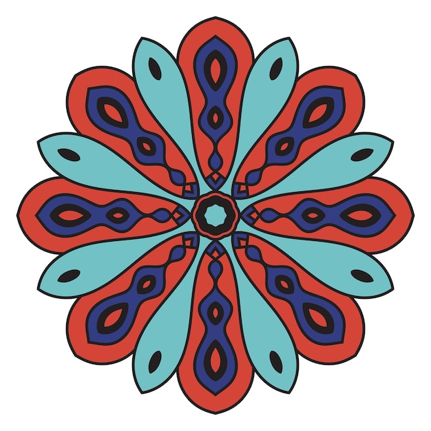 Linda mandala. Flor de garabato redonda ornamental aislada sobre fondo blanco.