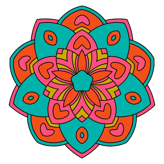 Linda mandala. Flor de garabato redonda ornamental aislada sobre fondo blanco.