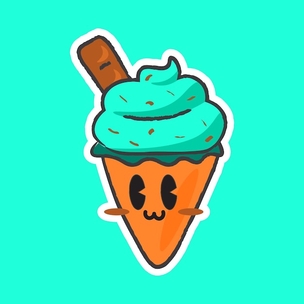 Vector linda mano dibujada menta chip helado carácter vector ilustración