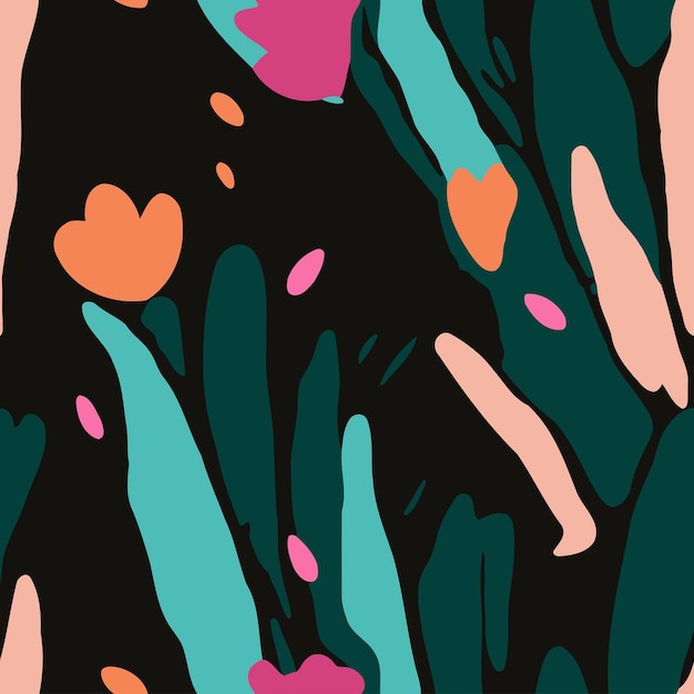 Linda mano dibujada de patrones sin fisuras con flores abstractas ilustración vectorial