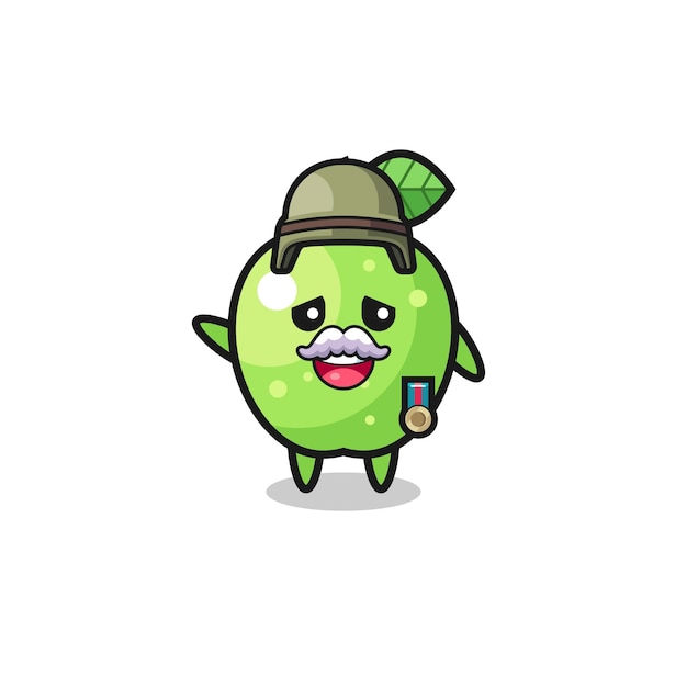 Linda manzana verde como diseño lindo de dibujos animados veteranos