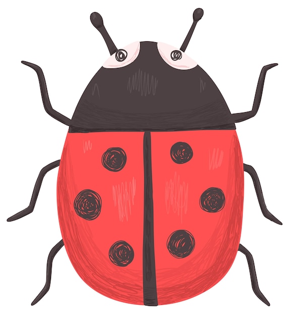 Linda mariposa roja con textura en estilo de dibujos animados infantil