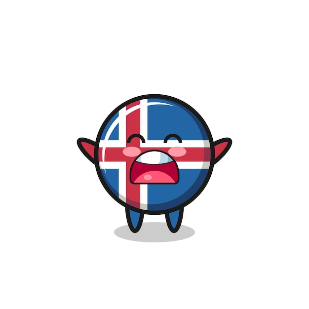 Linda mascota de la bandera de islandia con una expresión de bostezo