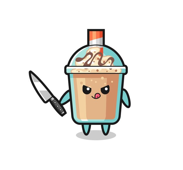 Linda mascota de batido como psicópata sosteniendo un cuchillo