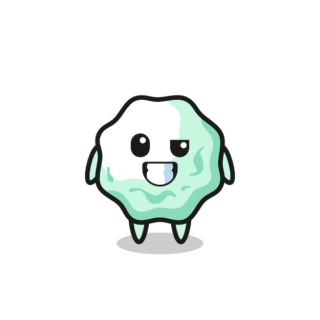Linda mascota de chicle con una cara optimista