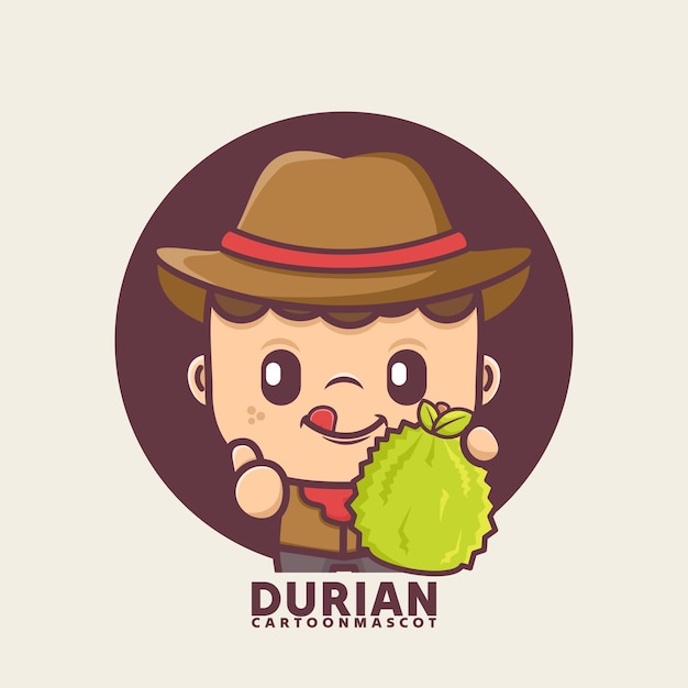 linda mascota de dibujos animados con durian