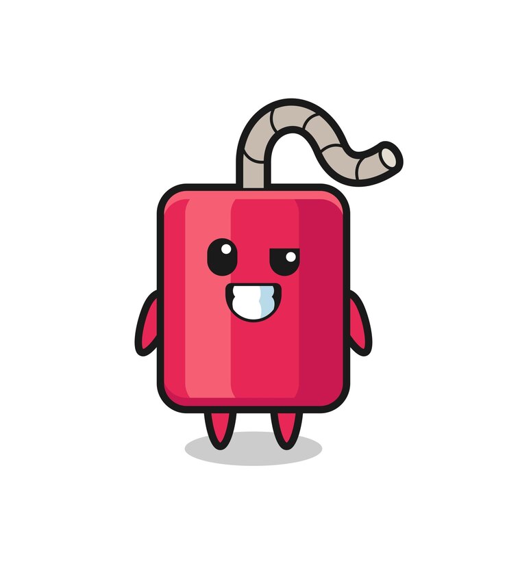 Vector linda mascota de dinamita con un diseño de estilo lindo de cara optimista para el elemento del logotipo de la etiqueta de la camiseta