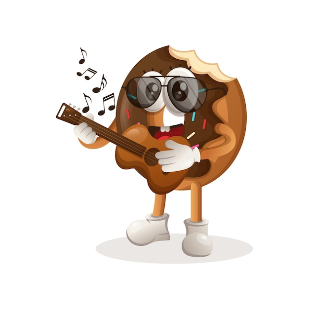 Linda mascota donut tocando la guitarra