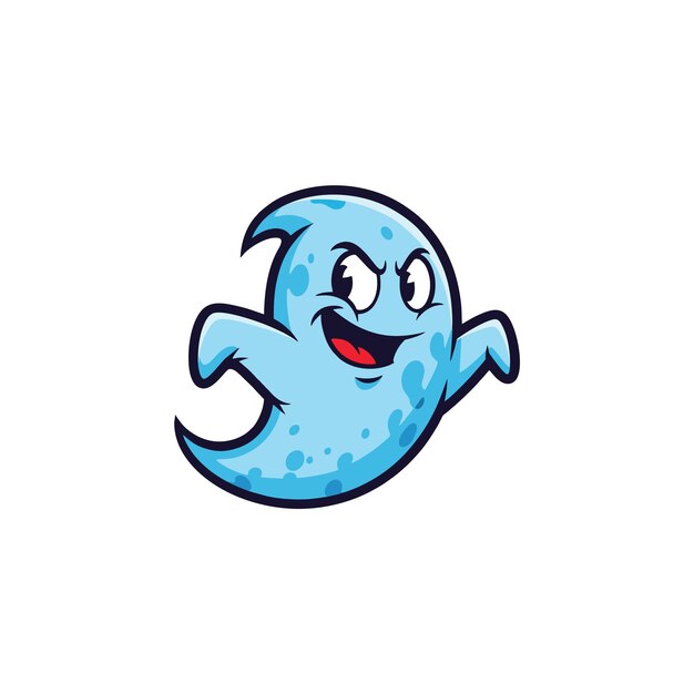 La linda mascota del fantasma de dibujos animados azul