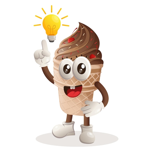 Linda mascota de helado tiene una idea de inspiración de idea de bombilla