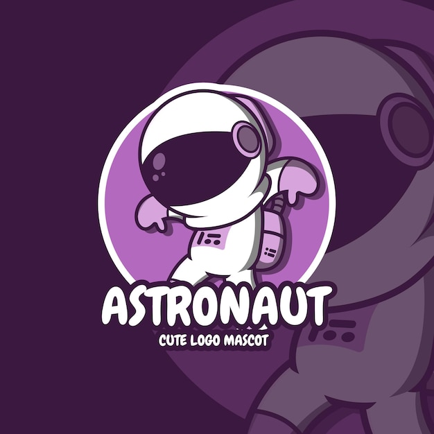 Linda mascota con logo de astronauta con acento morado