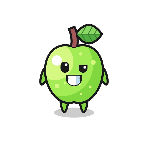 Linda mascota de manzana verde con una cara optimista