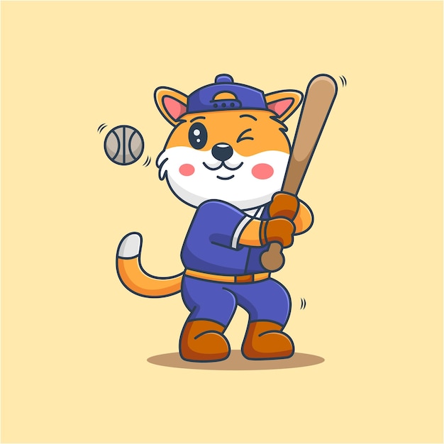 Linda mascota de personaje de béisbol de gato