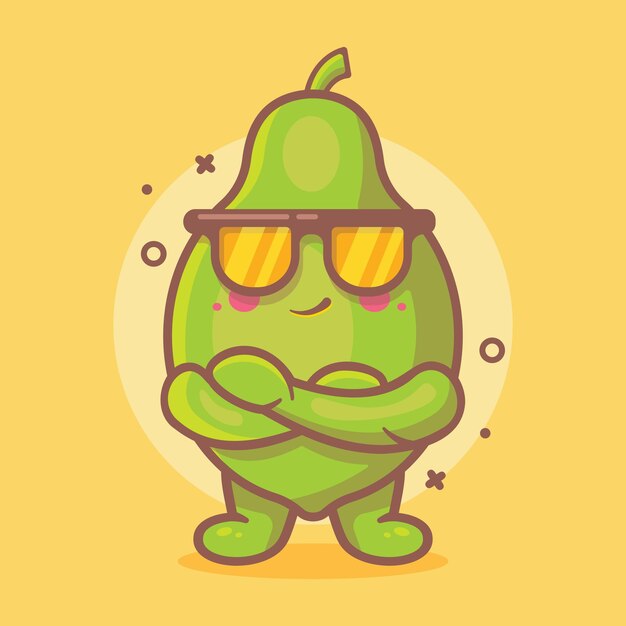 Vector linda mascota de personaje de fruta de papaya con expresión fresca dibujos animados aislados en diseño de estilo plano