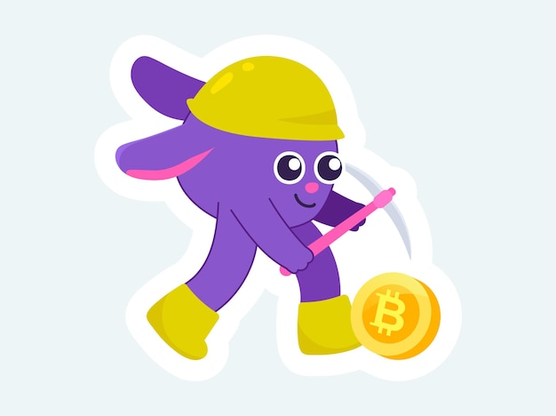 Linda mascota con pico minero bitcoin cryptocurrency y blockchain