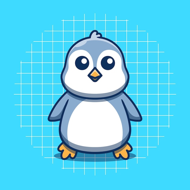 Linda mascota de pingüino de pie ilustración vectorial estilo de dibujos animados plana