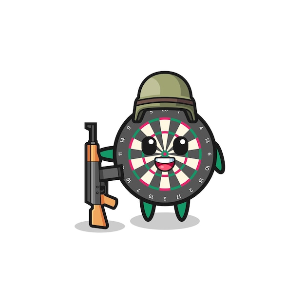 Linda mascota de tablero de dardos como soldado