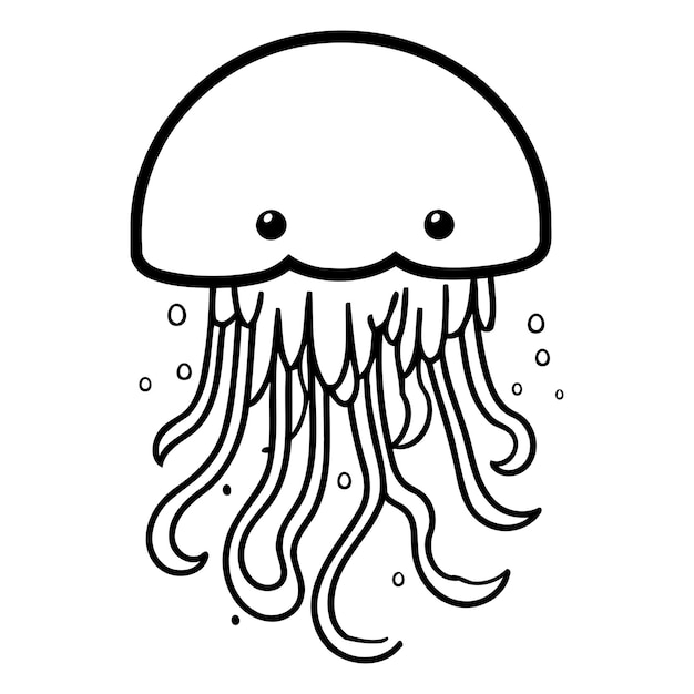 Linda medusa de dibujos animados Ilustración vectorial aislada en fondo blanco