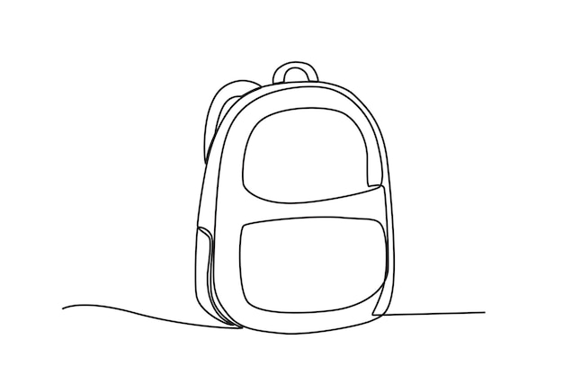 Una linda mochila escolar Dibujo en línea de una mochila escolar