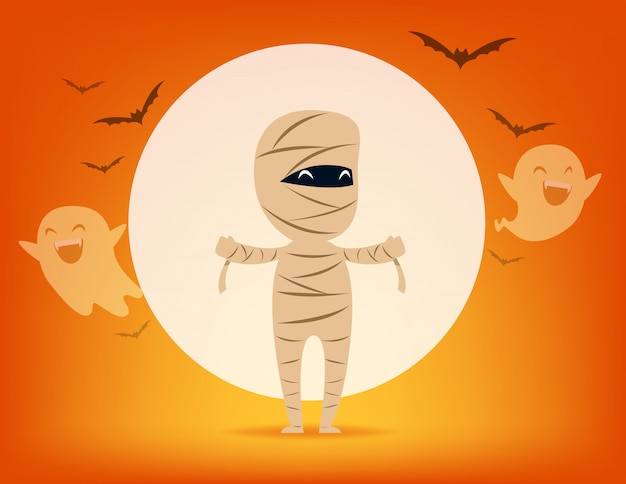 Vector linda momia concepto de disfraces de halloween